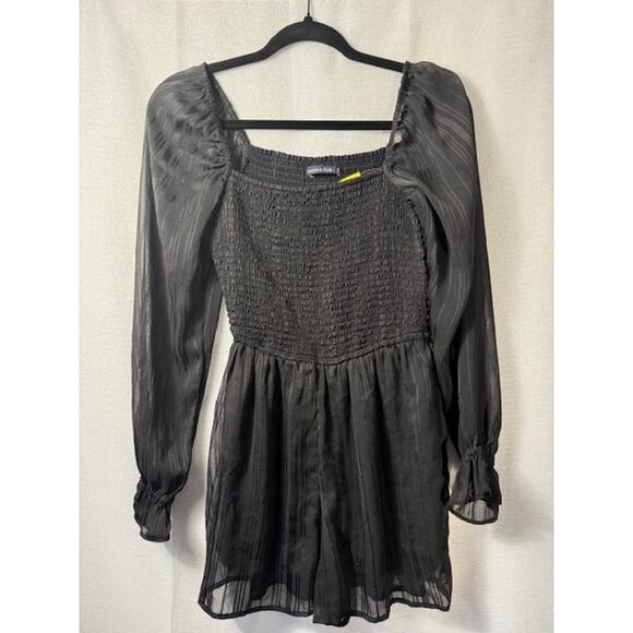 Abercrombie & Fitch Pants - ABERCROMBIE & FITCH SHEER BLACK LONG SLEEVE ROMPER SIZE SMALL